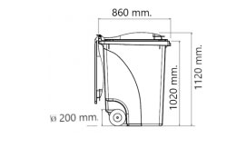 Contenedor de residuos 005360 - Vista lateral